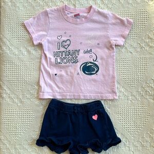 Toddler girl’s pink Penn State top 2T and cotton 3T shorts